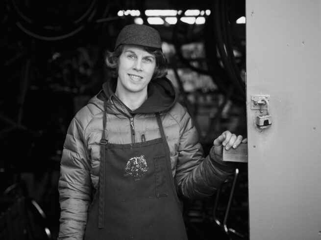 Environmental Portrait of Karri Vandenberg - Bicycle Mechanic